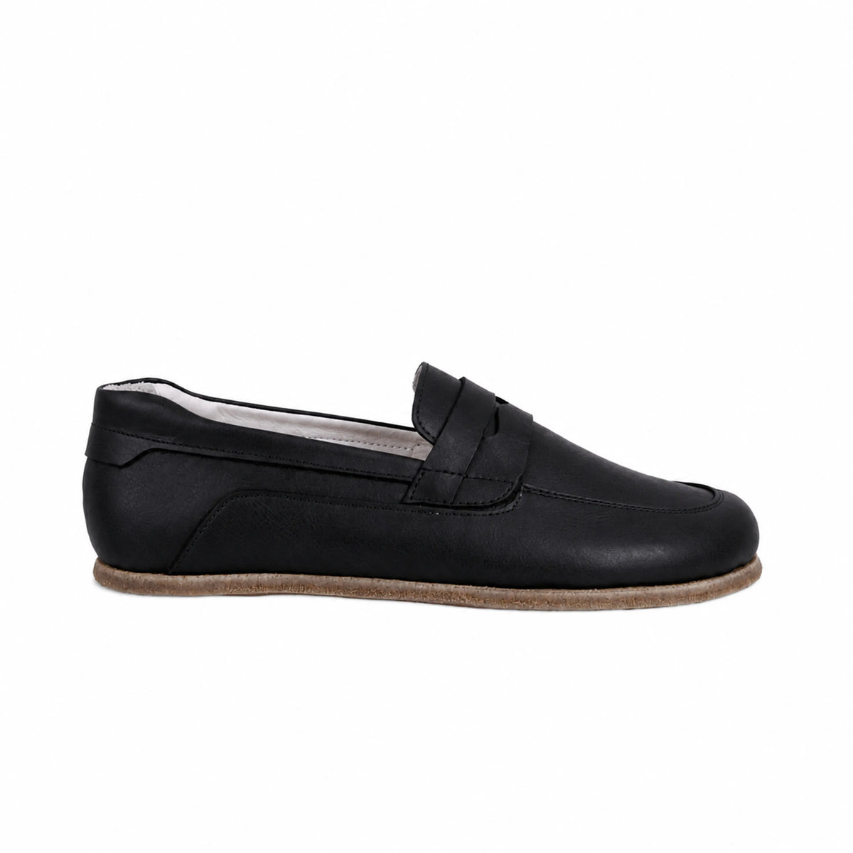 Smooth Barefoot Penny Loafer Shoes – Classic Sole — Leather Sole – Black