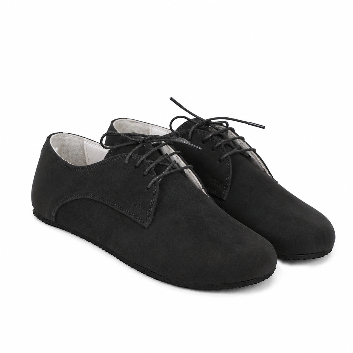 Nubuck Barefoot Oxford Shoes – Rubber Sole – Black