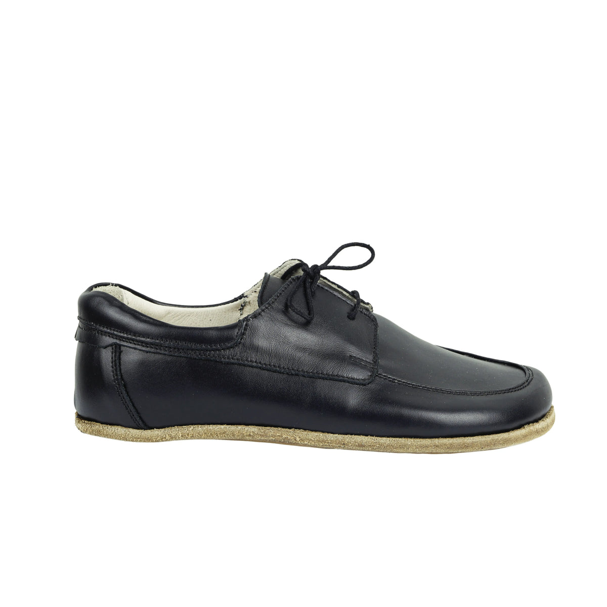 Smooth Barefoot Laces Penny Loafer Shoes – Classic Sole — Leather Sole – Black