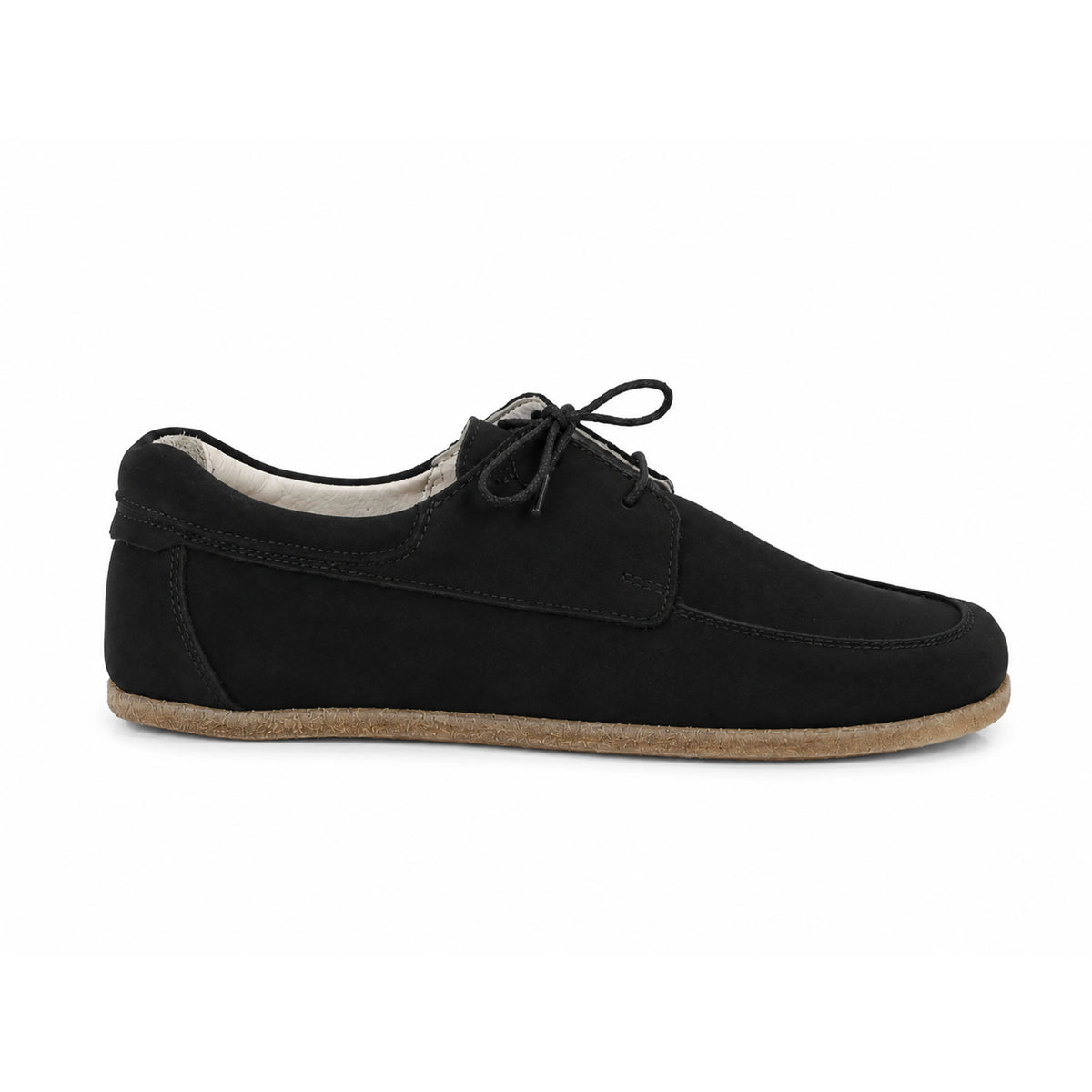 Nubuck Barefoot Laces Penny Loafer Shoes – Classic Sole — Leather Sole – Black