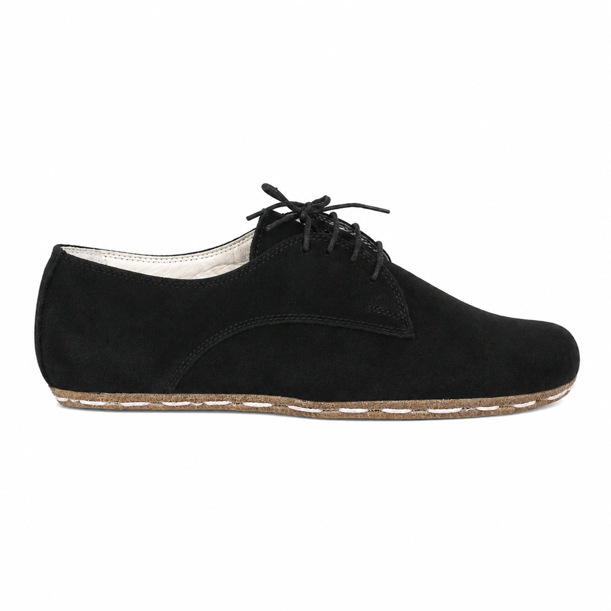 Suede Barefoot Oxford Shoes — Leather Sole – Black