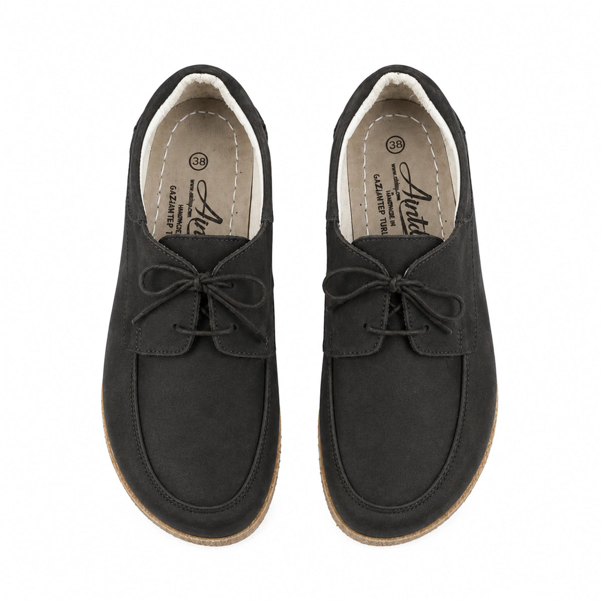 Crazy Barefoot Laces Penny Loafer Shoes – Classic Sole — Leather Sole – Black