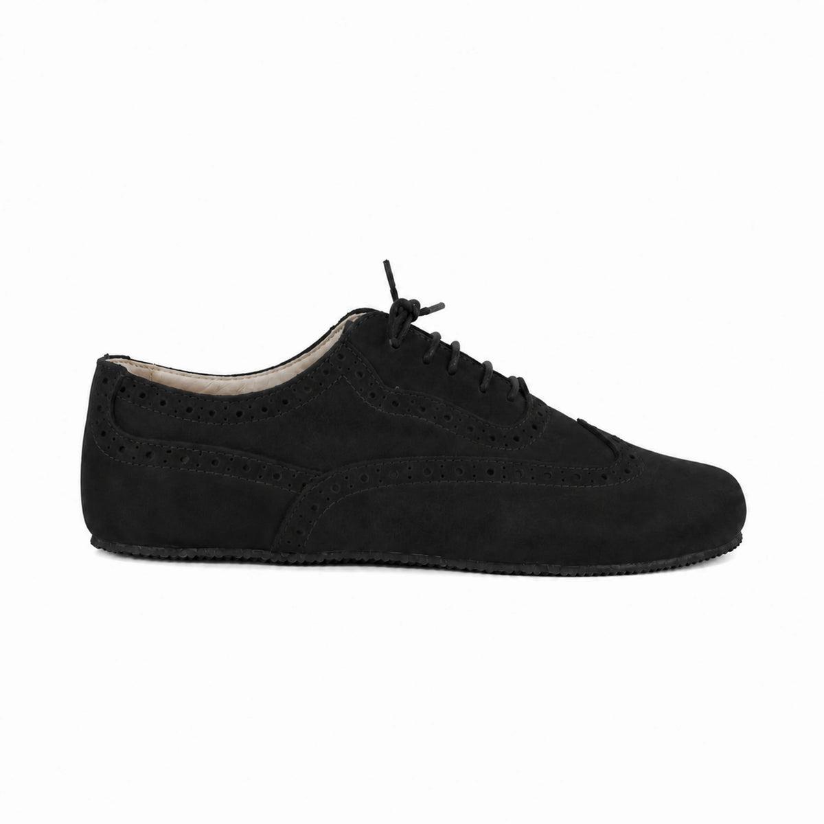 Nubuck Barefoot Moccasin Shoes – Rubber Sole – Black