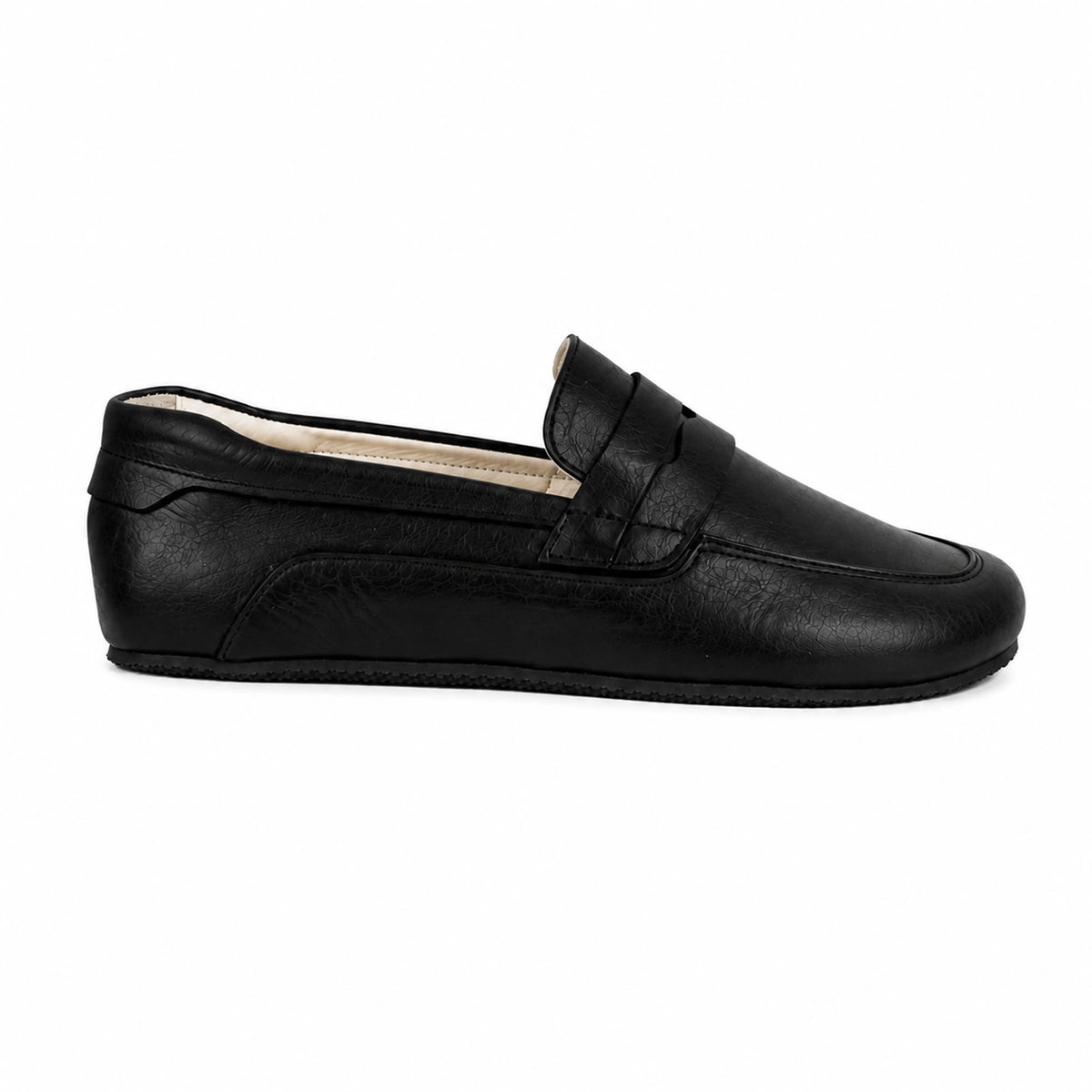 Smooth Barefoot Penny Loafer Shoes – Rubber Sole – Black
