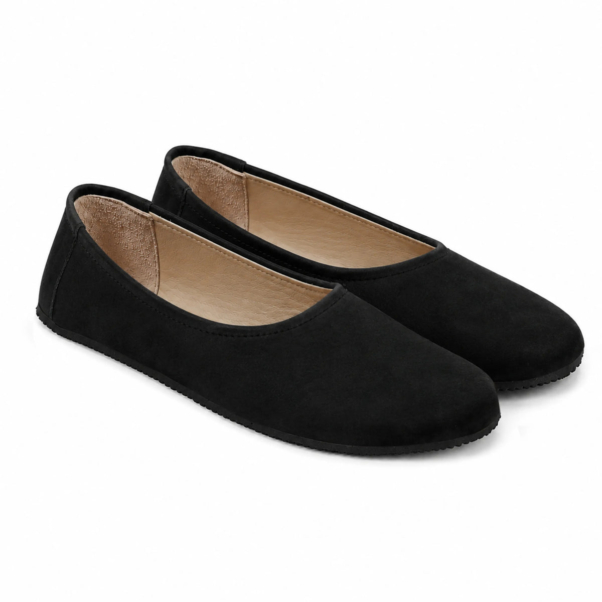 Suede Barefoot Ballet Shoes – Rubber Sole – Black