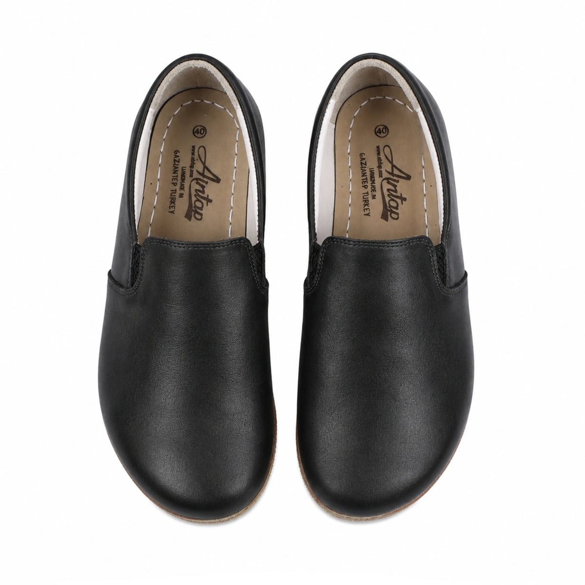 Smooth Barefoot Slip-On Shoes – Classic Sole — Leather Sole – Black