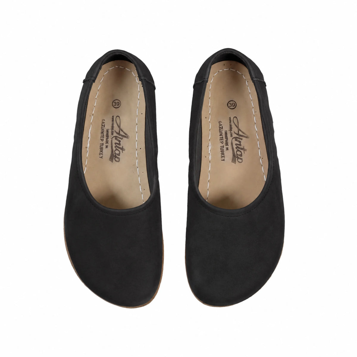 Nubuck Barefoot Ballet Shoes – Classic Sole — Leather Sole – Black