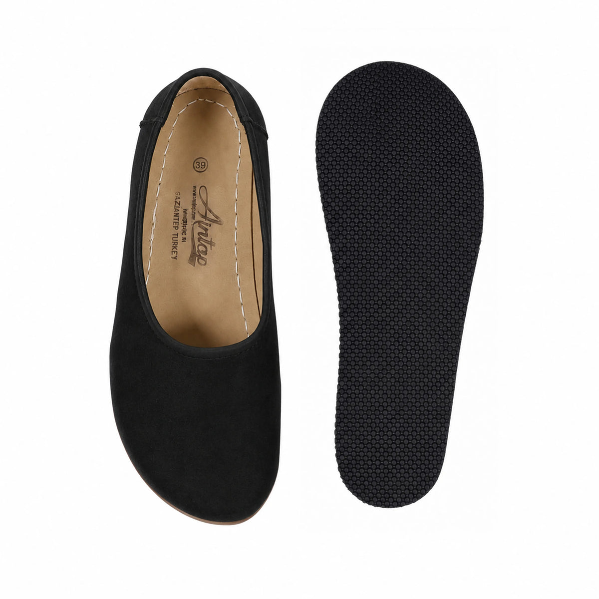 Suede Barefoot Ballet Shoes – Rubber Sole – Black