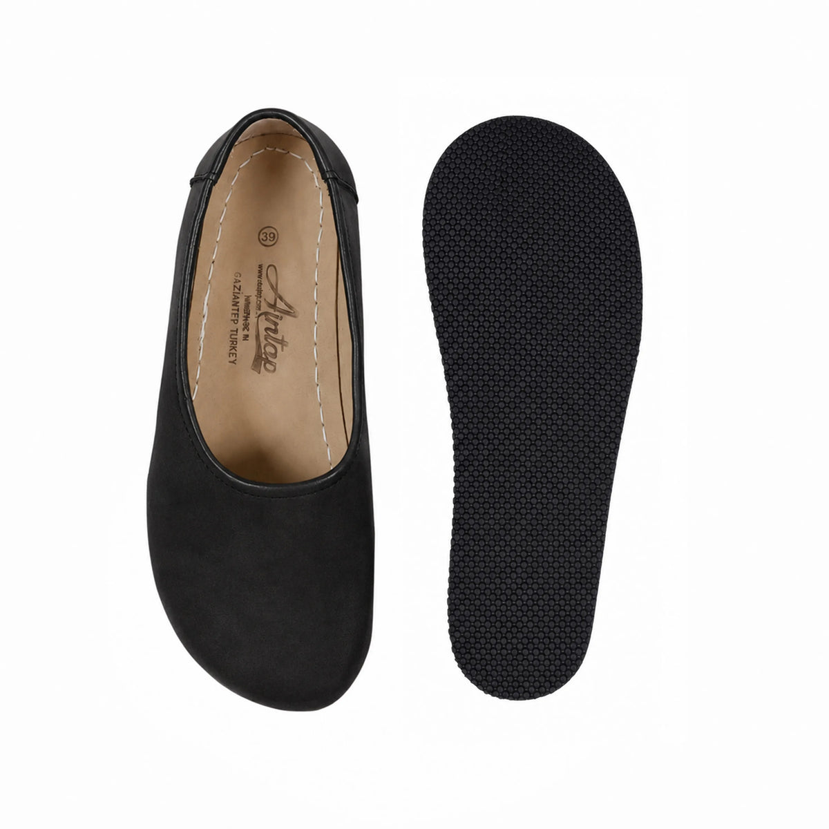 Nubuck Barefoot Ballet Shoes – Rubber Sole – Black