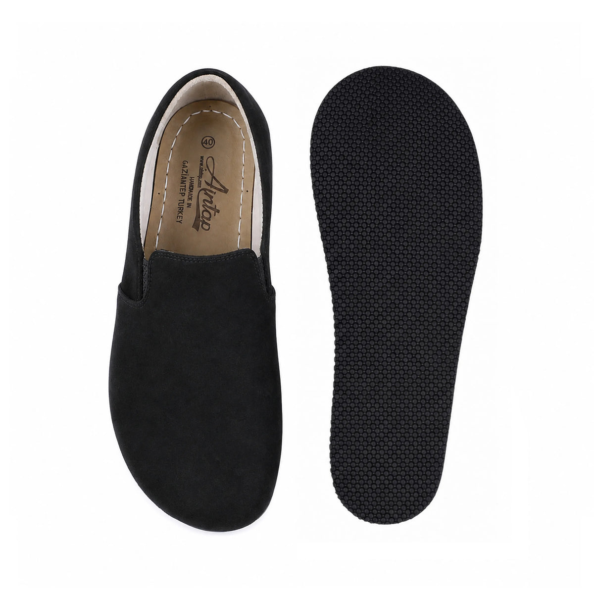 Suede Barefoot Slip-On Shoes – Rubber Sole – Black