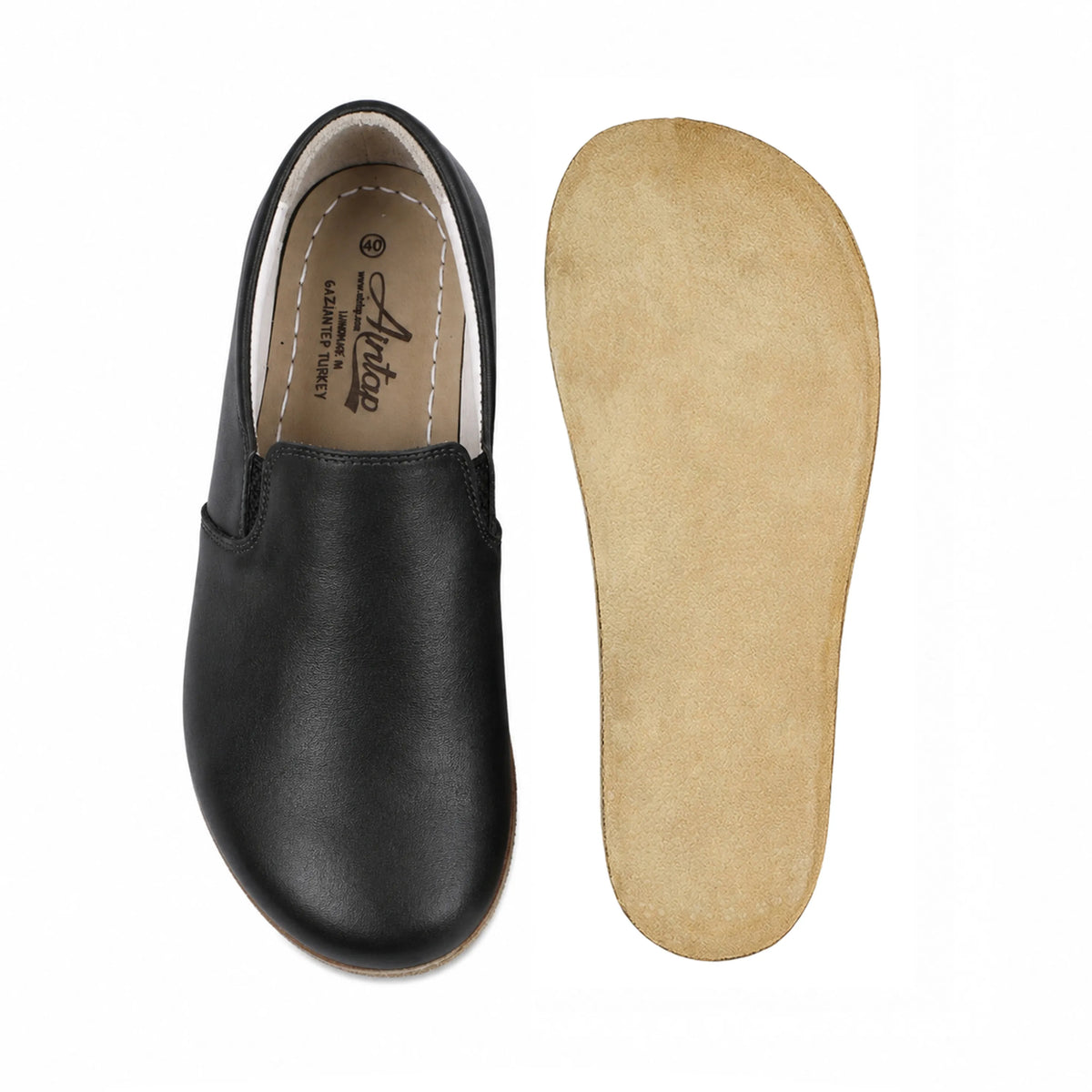 Smooth Barefoot Slip-On Shoes – Classic Sole — Leather Sole – Black