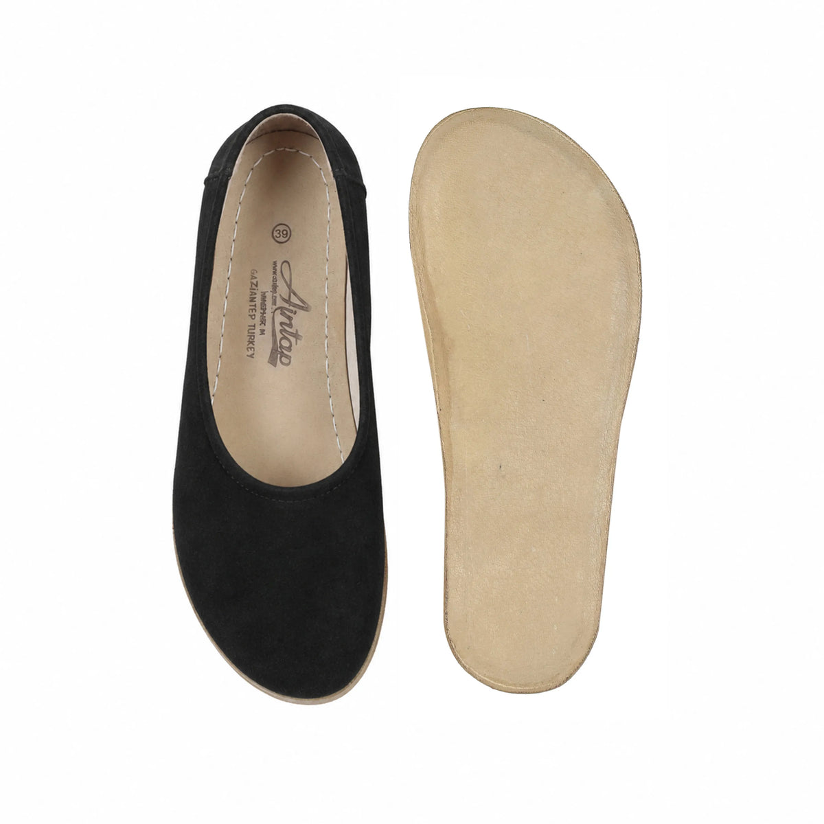 Suede Barefoot Ballet Shoes – Classic Sole — Leather Sole – Black