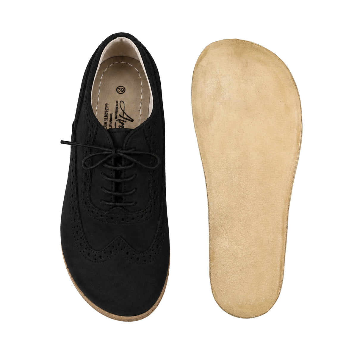 Nubuck Barefoot Moccasin Shoes – Classic Sole — Leather Sole – Black