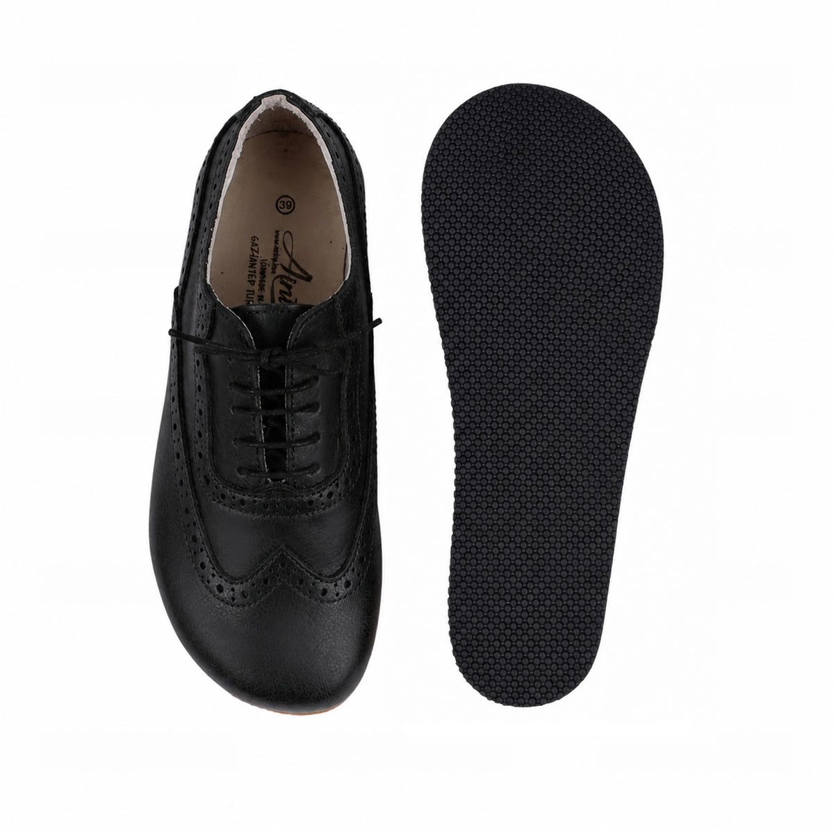 Smooth Barefoot Moccasin Shoes – Rubber Sole – Black