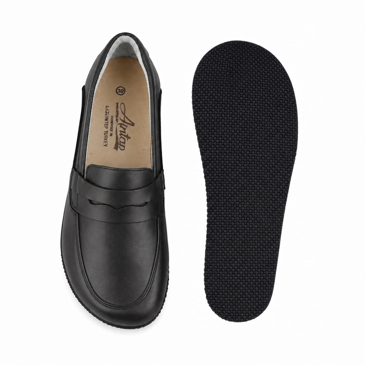 Crazy Barefoot Penny Loafer Shoes – Rubber Sole – Black