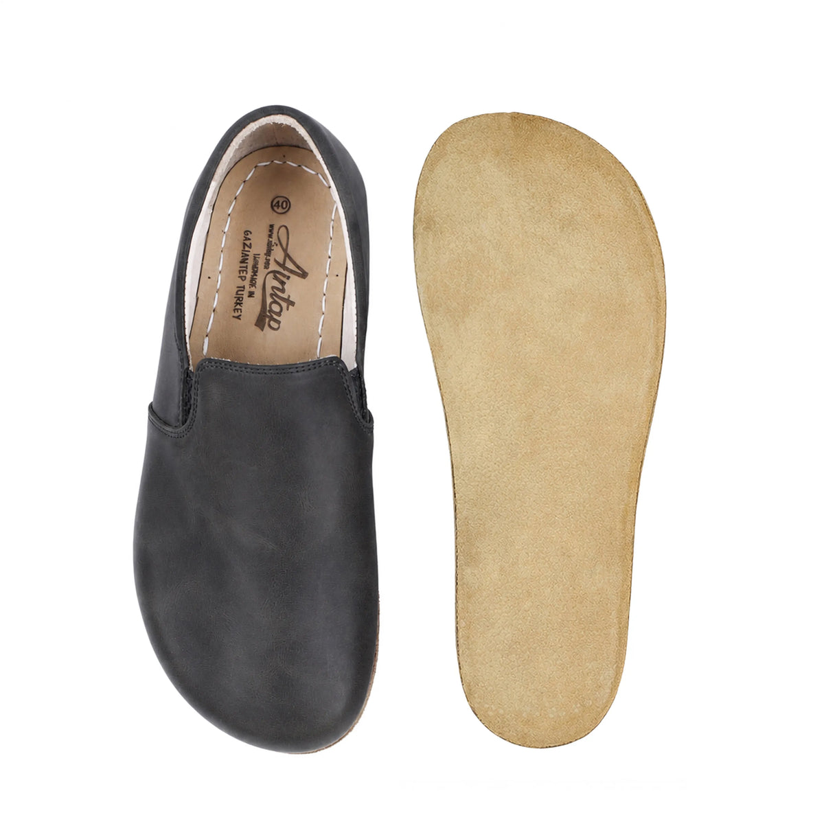 Crazy Barefoot Slip-On Shoes – Classic Sole — Leather Sole – Black
