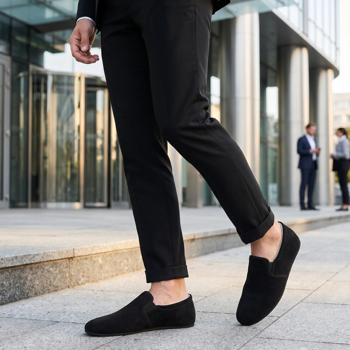 Suede Barefoot Slip-On Shoes – Rubber Sole – Black