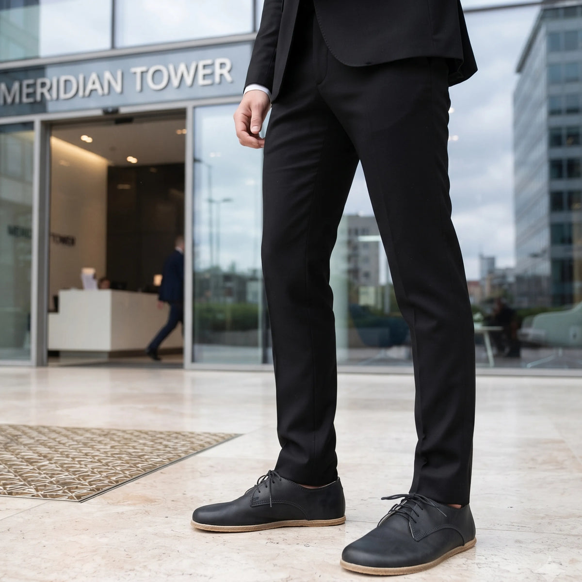 Crazy Barefoot Oxford Shoes — Leather Sole – Black