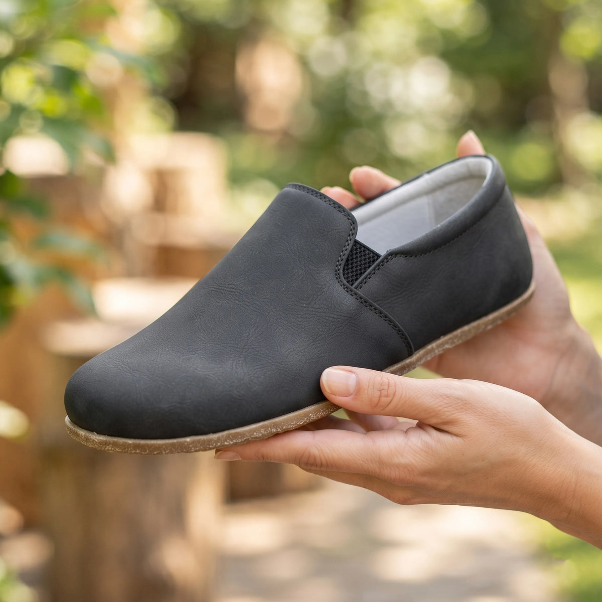 Crazy Barefoot Slip-On Shoes – Classic Sole — Leather Sole – Black