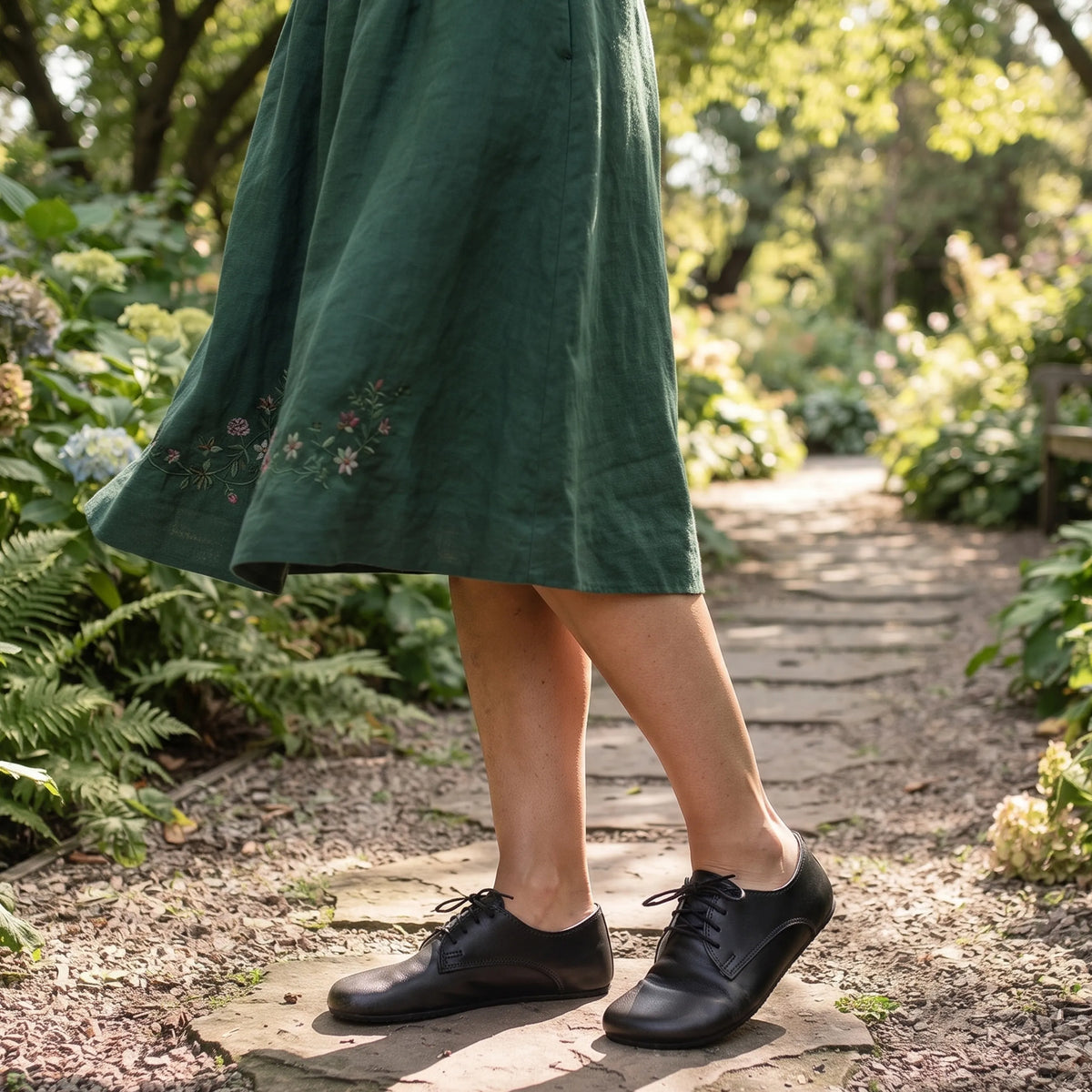 Smooth Barefoot Oxford Shoes – Rubber Sole – Black