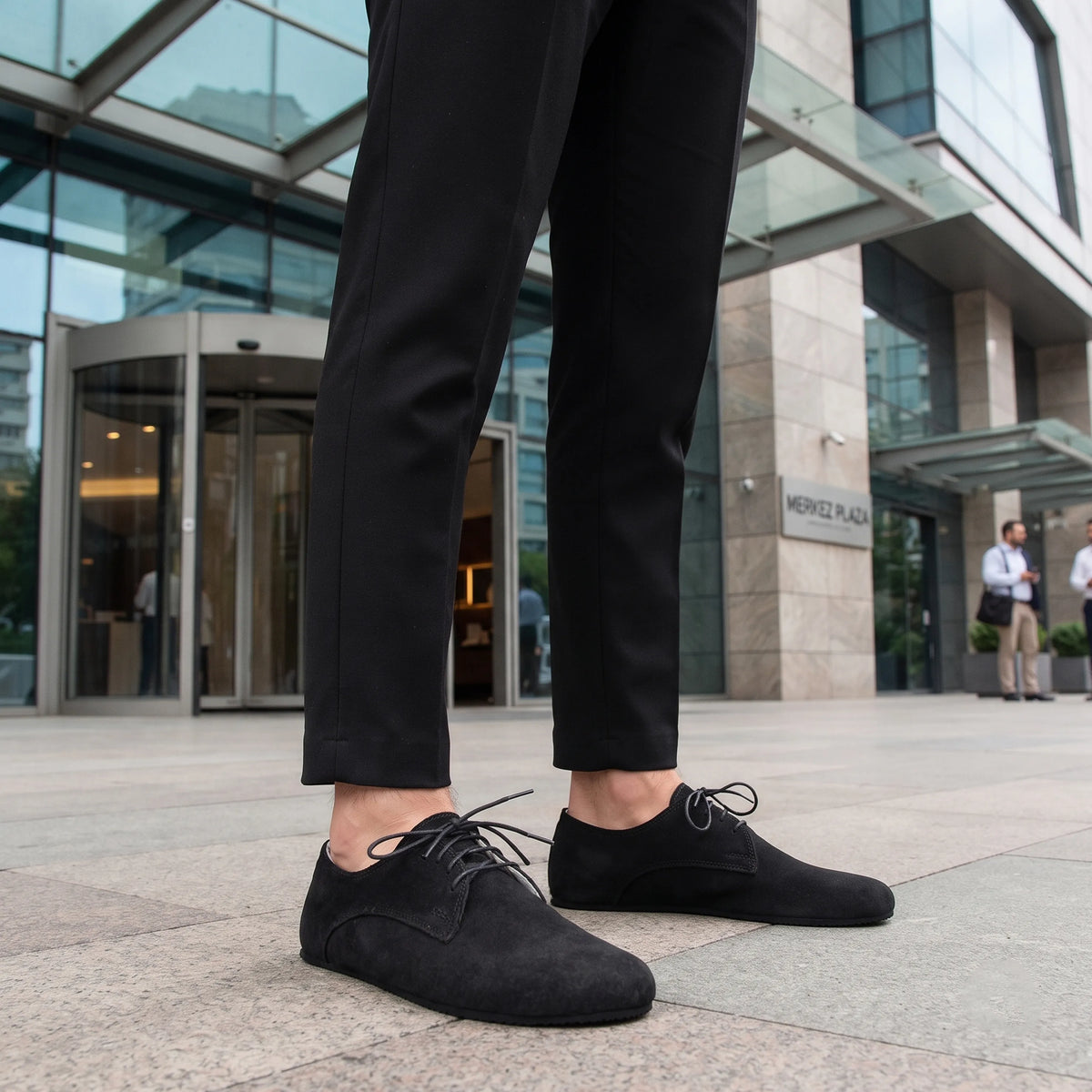Suede Barefoot Oxford Shoes – Rubber Sole – Black