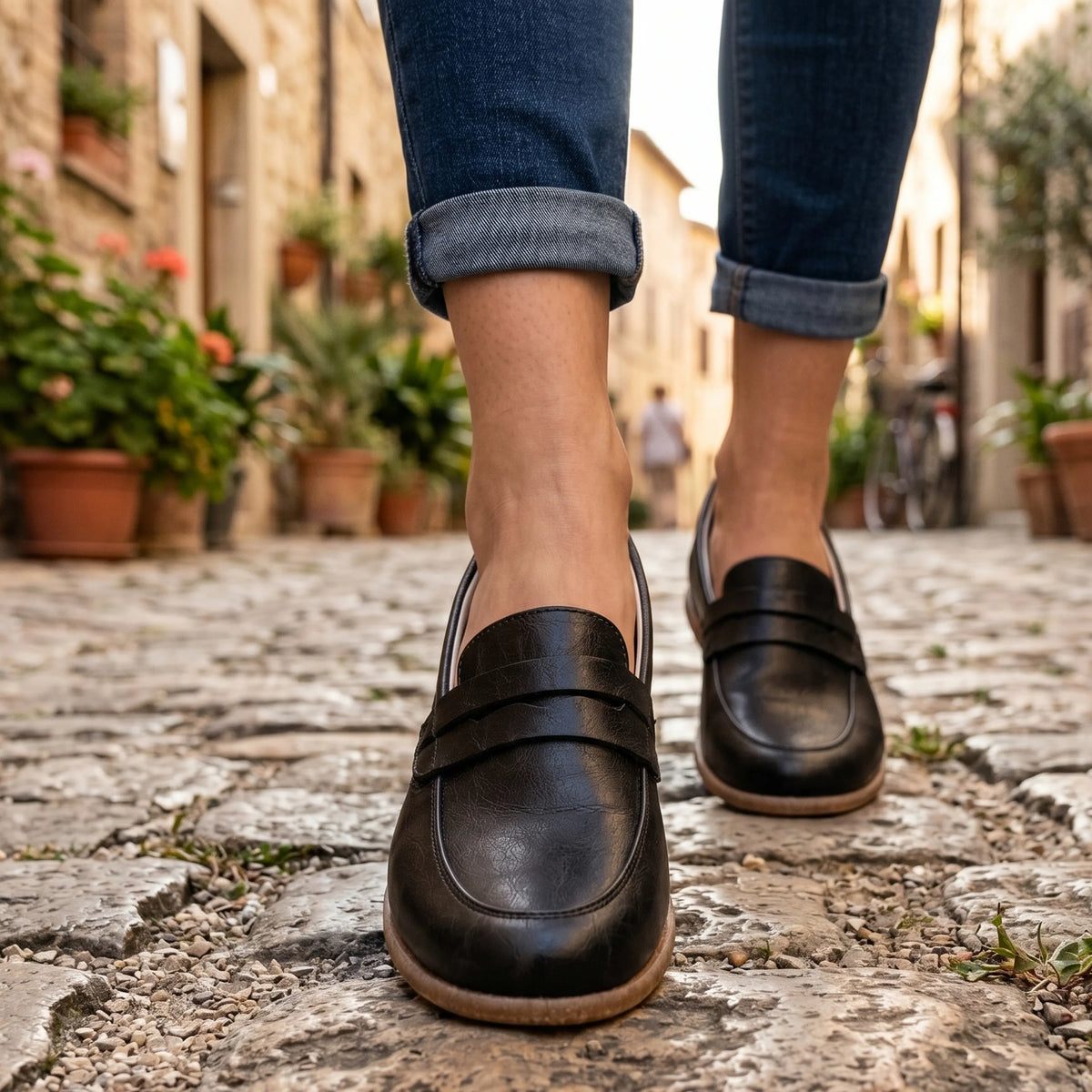 Crazy Barefoot Penny Loafer Shoes – Classic Sole — Leather Sole – Black