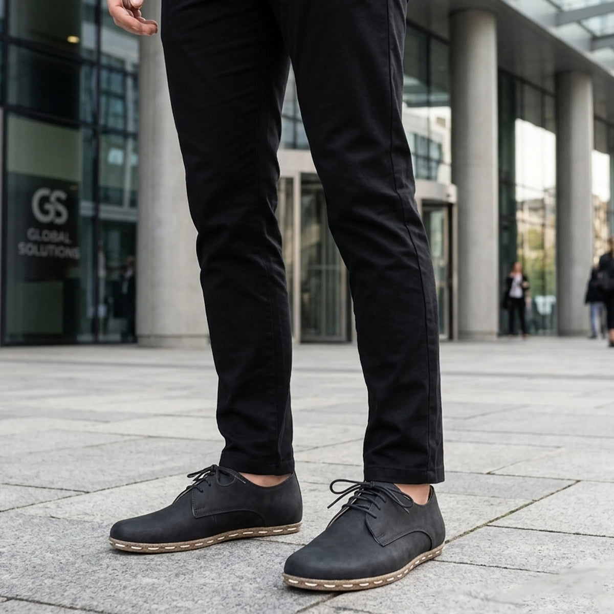 Crazy Barefoot Oxford Shoes — Leather Sole – Black