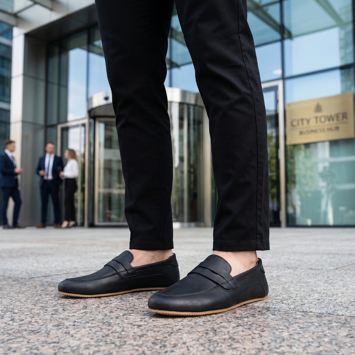 Crazy Barefoot Penny Loafer Shoes – Rubber Sole – Black