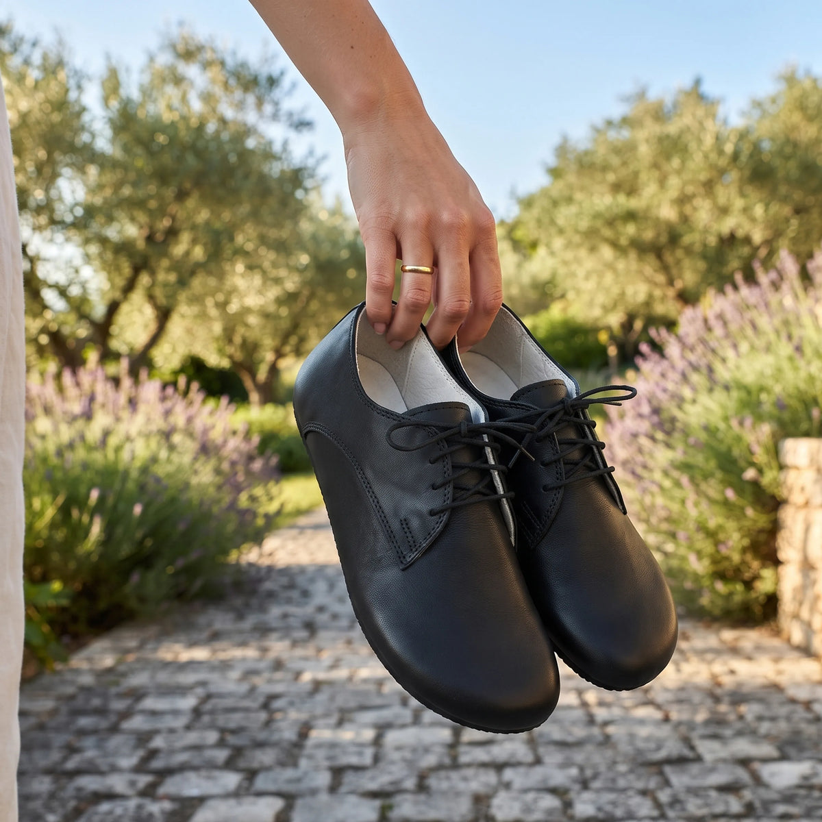 Smooth Barefoot Oxford Shoes – Rubber Sole – Black