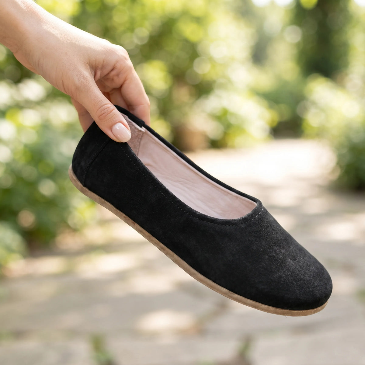 Suede Barefoot Ballet Shoes – Classic Sole — Leather Sole – Black
