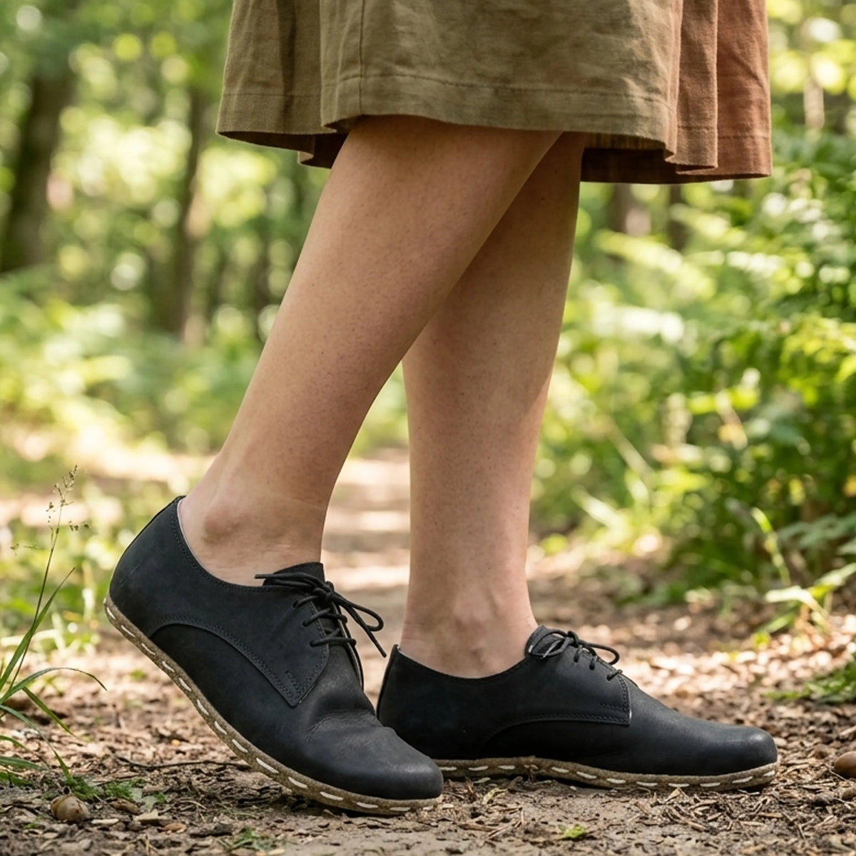 Crazy Barefoot Oxford Shoes — Leather Sole – Black