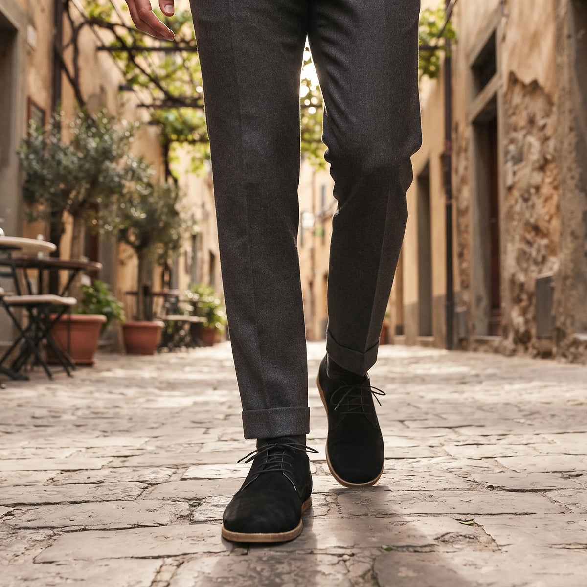 Suede Barefoot Oxford Shoes – Classic Sole — Leather Sole – Black