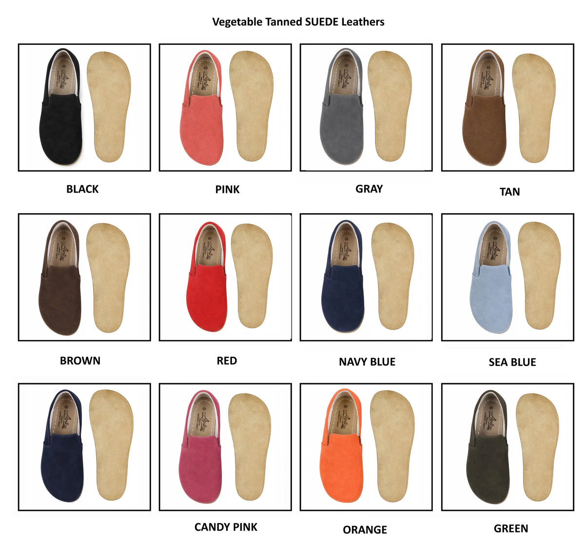 Suede Barefoot Slip-On Shoes – Classic Sole — Leather Sole – Brown