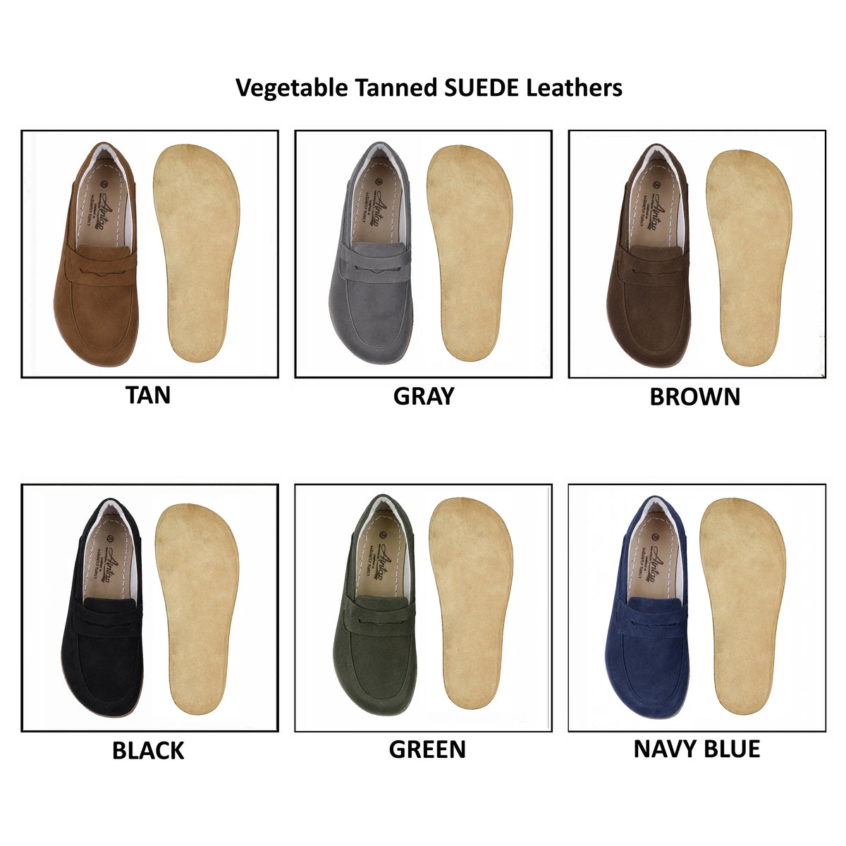 Suede Barefoot Penny Loafer Shoes – Classic Sole — Leather Sole – Green
