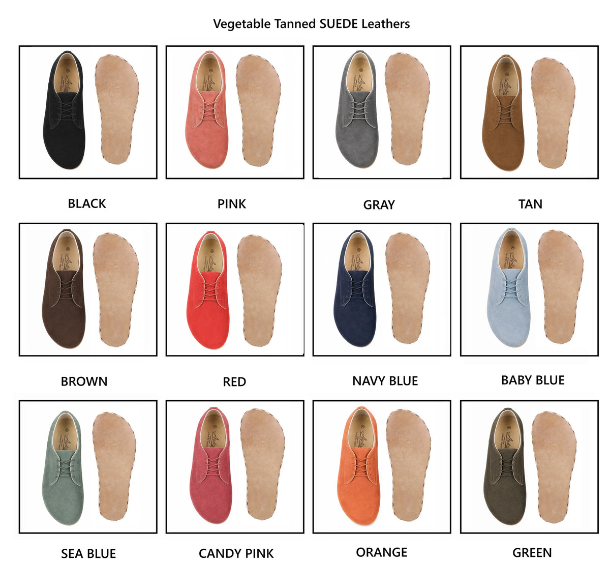 Suede Barefoot Oxford Shoes — Leather Sole – Gray