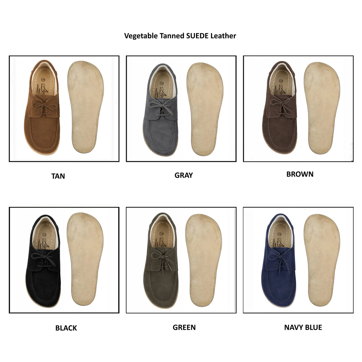 Suede Barefoot Laces Penny Loafer Shoes – Classic Sole — Leather Sole – Tan