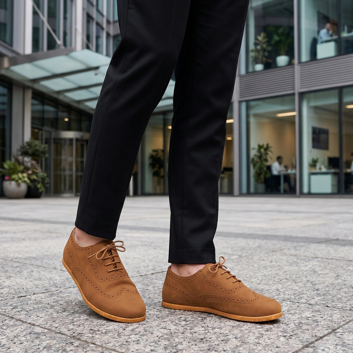 Nubuck Barefoot Moccasin Shoes – Classic Sole — Leather Sole – Tan