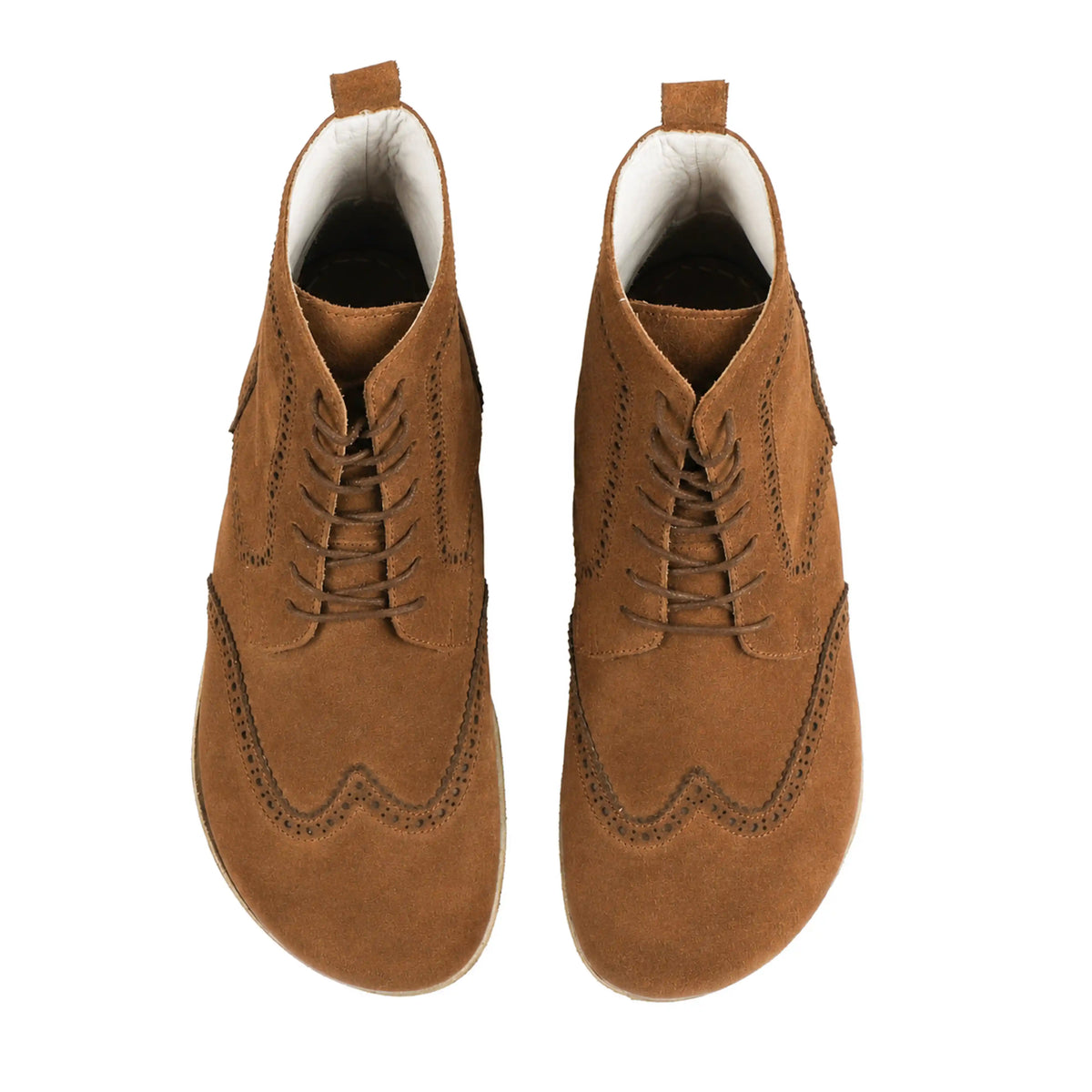 Suede Barefoot Moccasin Boots Shoes – Classic Sole — Leather Sole – Tan