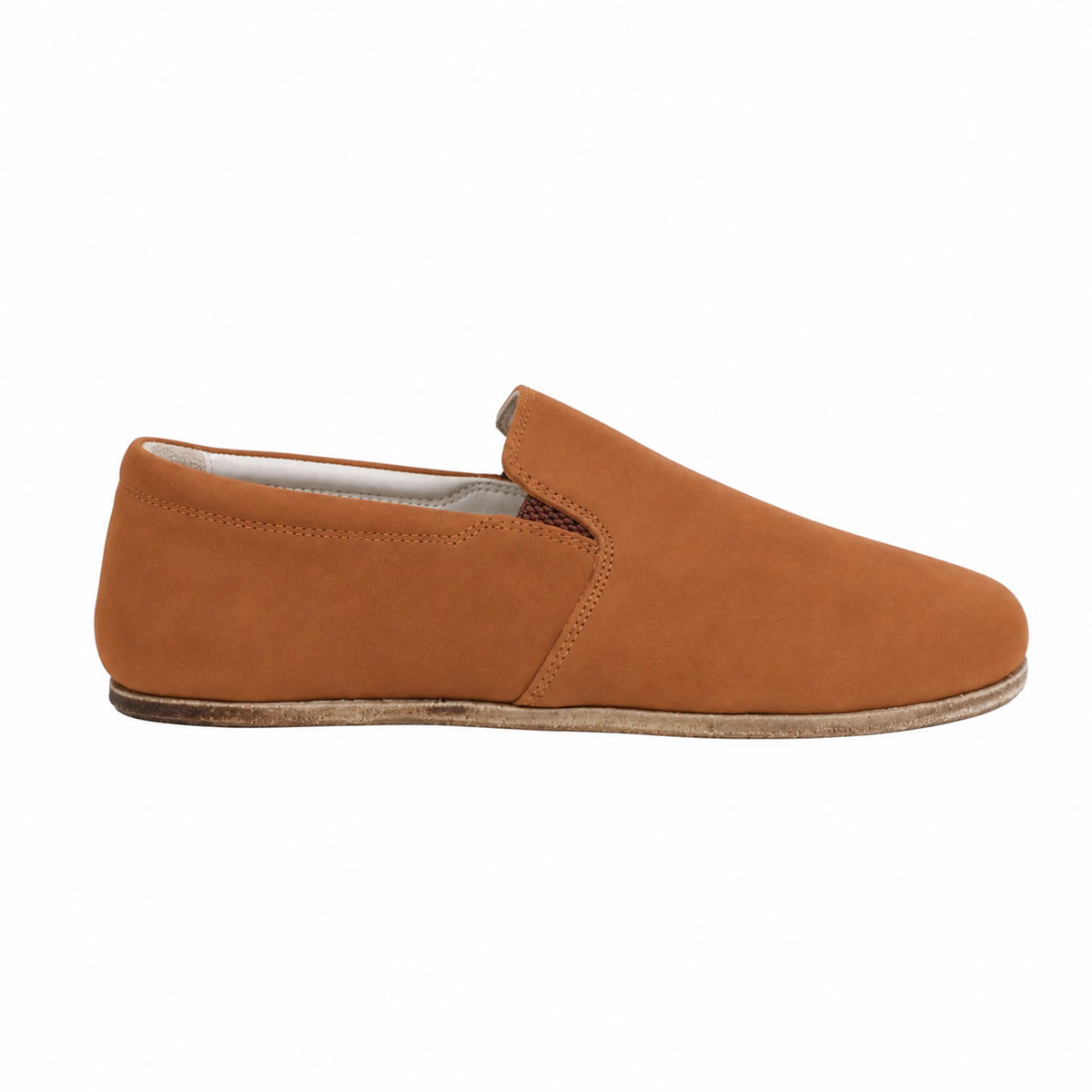 Nubuck Barefoot Slip-On Shoes – Classic Sole — Leather Sole – Tan