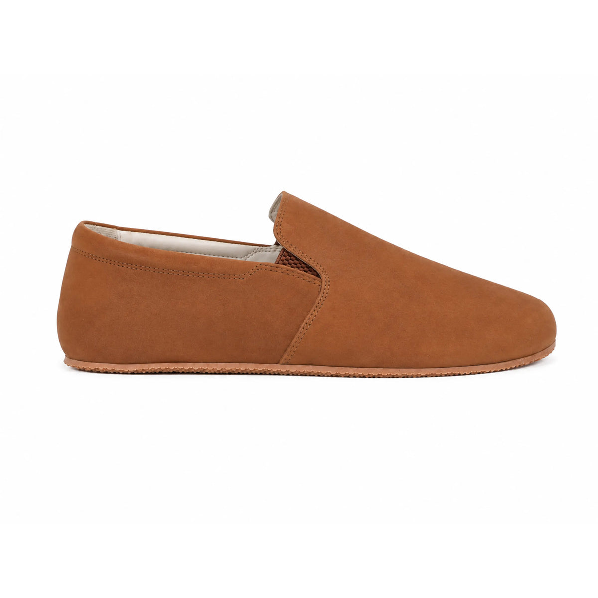 Nubuck Barefoot Slip-On Shoes – Rubber Sole – Tan