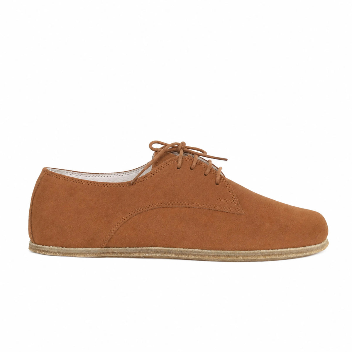 Nubuck Barefoot Oxford Shoes – Classic Sole — Leather Sole – Tan