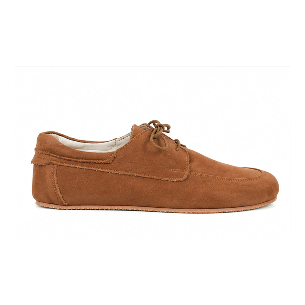 Nubuck Barefoot Laces Penny Loafer Shoes – Rubber Sole – Tan