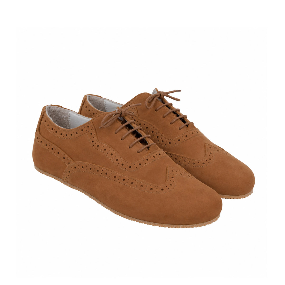 Nubuck Barefoot Moccasin Shoes – Rubber Sole – Tan