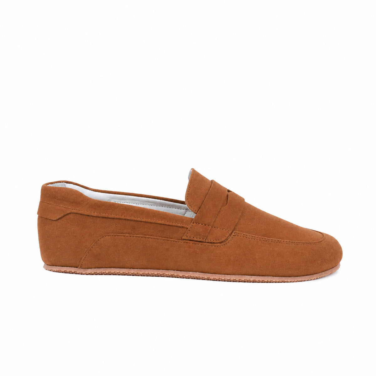 Nubuck Barefoot Penny Loafer Shoes – Rubber Sole – Tan