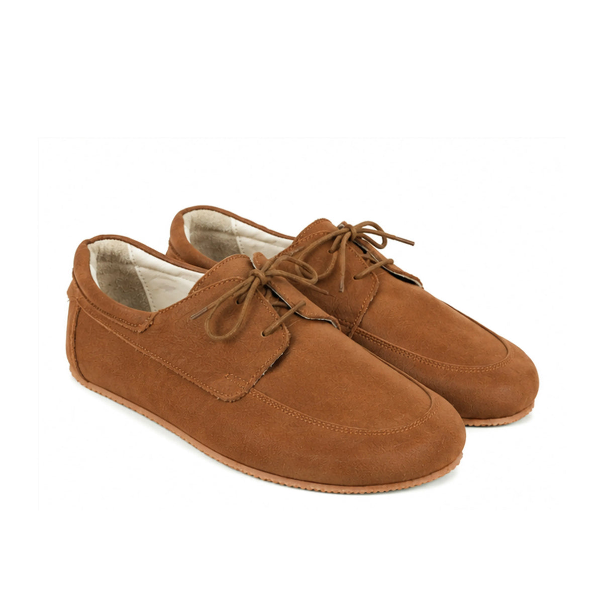 Nubuck Barefoot Laces Penny Loafer Shoes – Rubber Sole – Tan