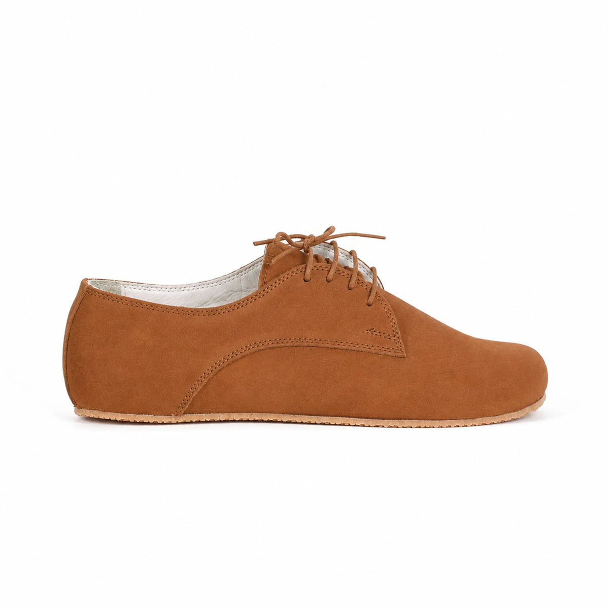 Nubuck Barefoot Oxford Shoes – Rubber Sole – Tan