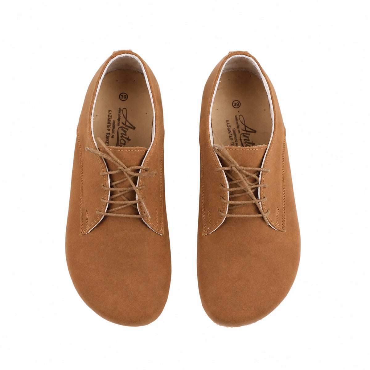 Nubuck Barefoot Oxford Shoes – Classic Sole — Leather Sole – Tan
