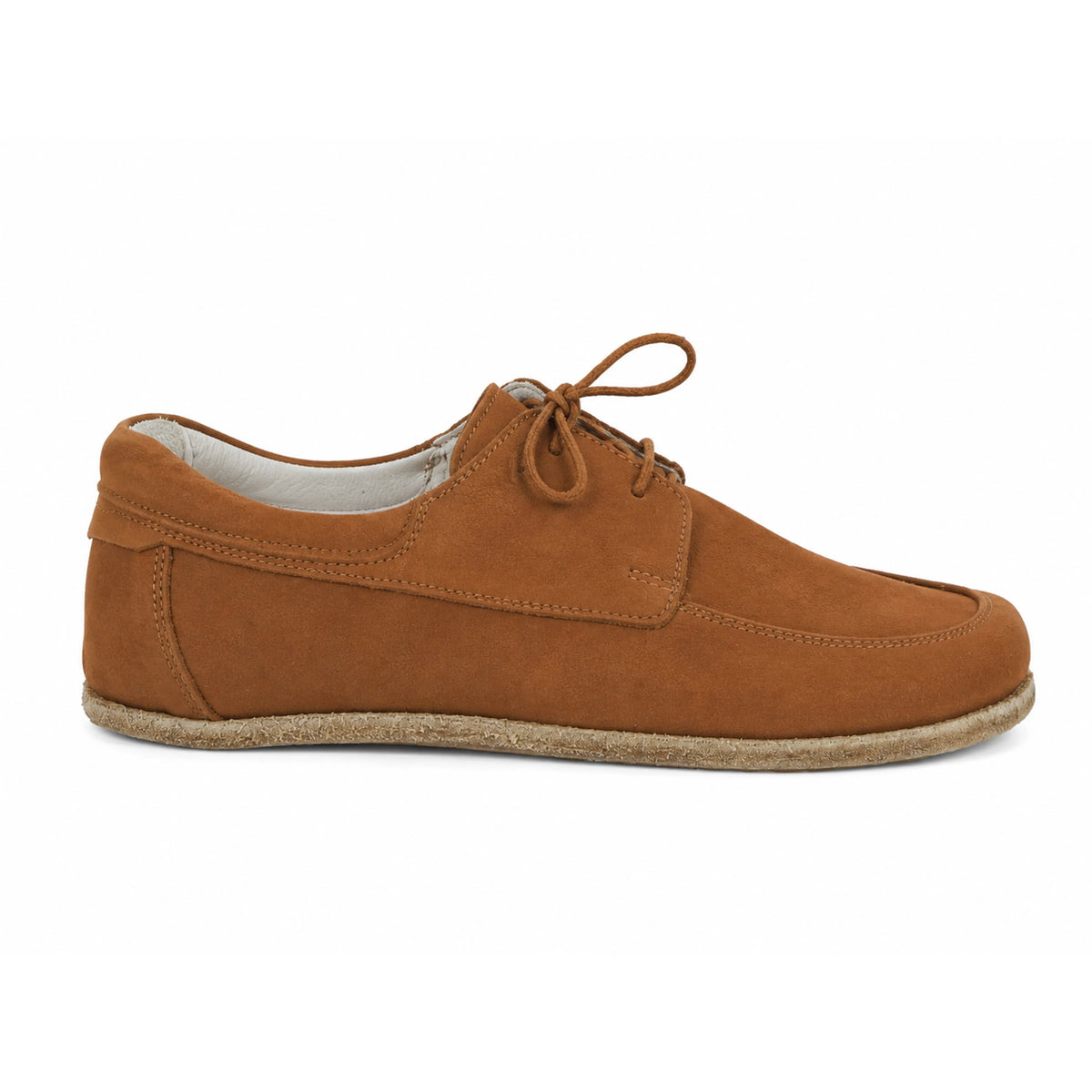 Nubuck Barefoot Laces Penny Loafer Shoes – Classic Sole — Leather Sole – Tan