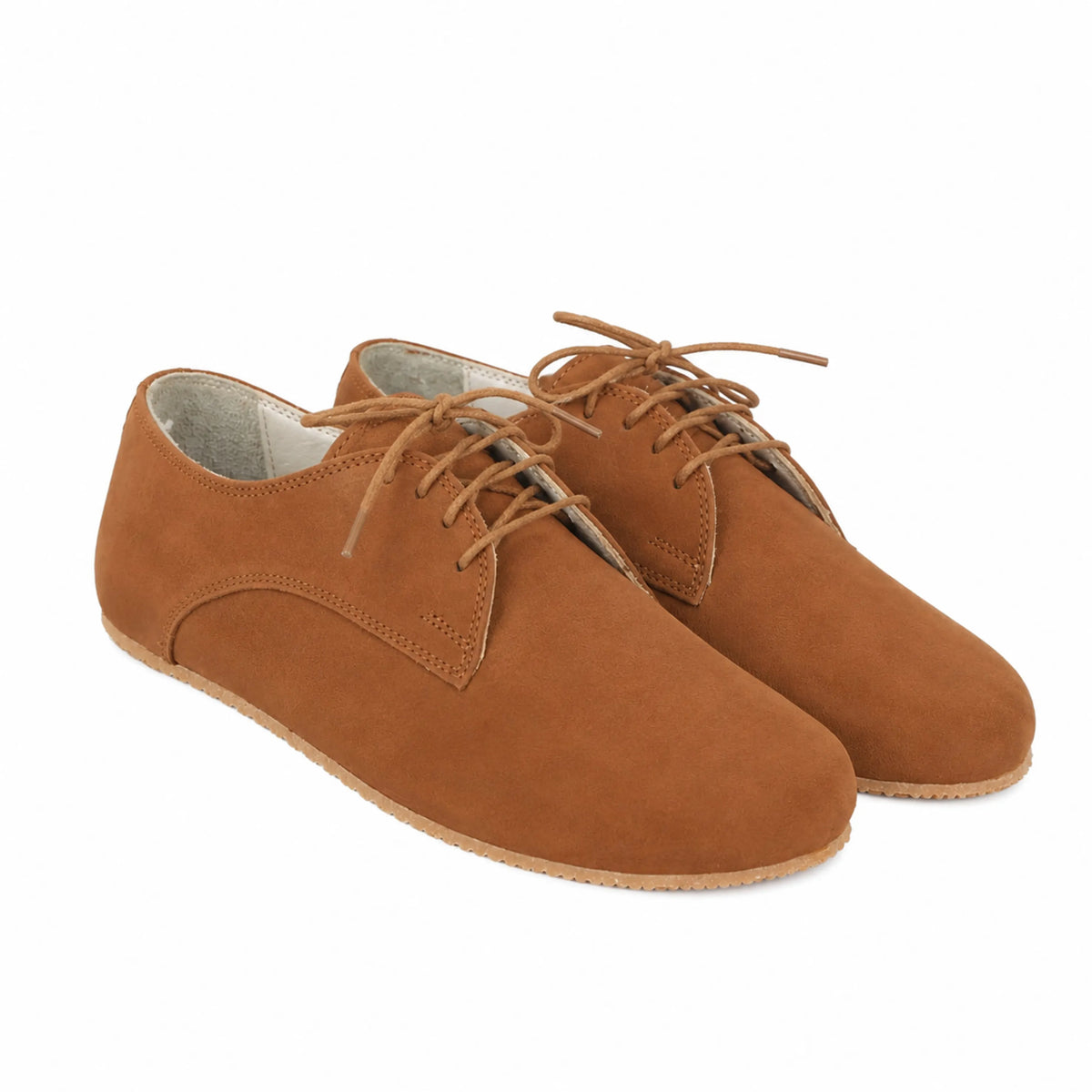 Nubuck Barefoot Oxford Shoes – Rubber Sole – Tan