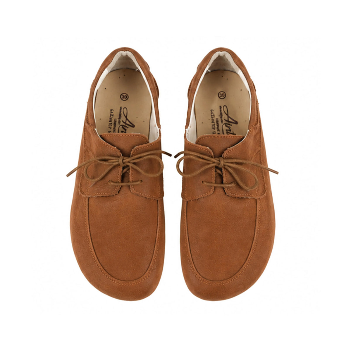 Nubuck Barefoot Laces Penny Loafer Shoes – Rubber Sole – Tan